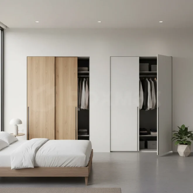 مقایسه کمد دیواری ریلی و کمد دیواری لولایی در باکس ماکس